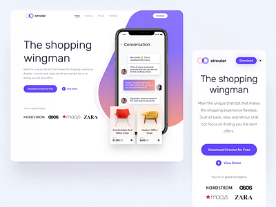 Circular 2.0 after-effects animation data design iphone landing page motion motion-design shopping ui ui8 ux