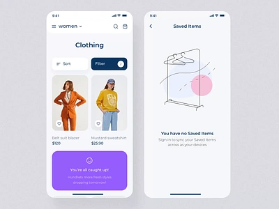 Clother UI mobile KIT II after effects animation clothing design filter illustration motion motion design motiongraphics saved items shop app shopping ui ui8 ux