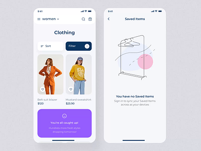 Clother UI mobile KIT II after effects animation clothing design filter illustration motion motion design motiongraphics saved items shop app shopping ui ui8 ux