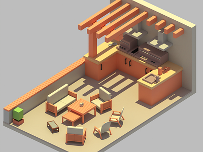 Low poly veranda