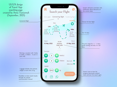 UI/UX design of Travel App searching page app design figma flight ui user ux vacation vacationapp