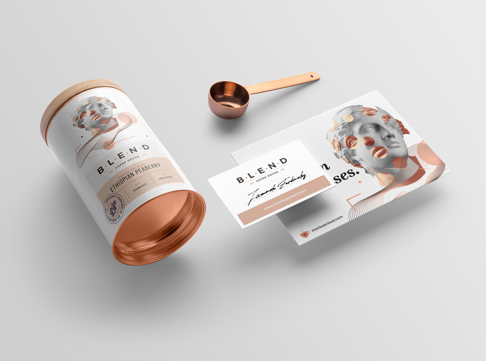 Download Blend - Coffeehouse Branding Mockup Kit by Mockup Cloud on Dribbble