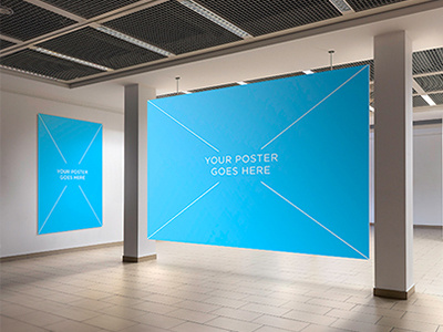 Photorealistic Gallery Poster Mock-Up ad brand corporate documents exhibition gallery gallery mockup mock up poster template