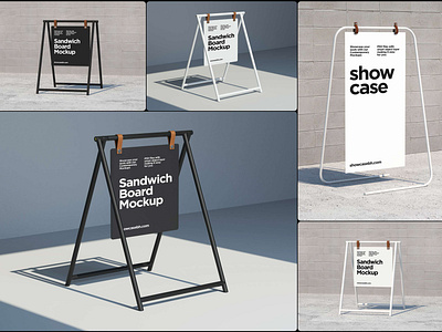 Sandwich Board Signs Mockups Kit billboard board brand branding design download free freebie graphic design identity illustration logo mockup psd showcase sign stationery template