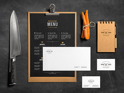 Restaurant & Bar / Stationery Mock-Up brand cooking corporate food grocery identity menu mock up mock up mockup mockups real photo