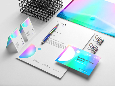 Lucid - Branding Mockup brand branding branding mockup business card design download holographic identity letterhead logo mock up mock up mockup mockupcloud presentation psd showcase stationery template typography