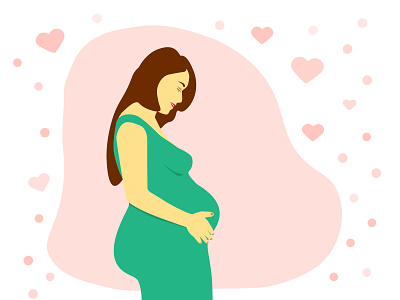 Pregnant woman illustration for pregnancy and motherhood banner