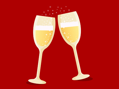 Two sparkling glasses of champagne vector illustration animation branding cartoon character celebration champagne design glasses graphic design illustration vector