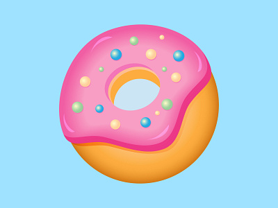 Donut with pink glaze and colored icing vector illustration