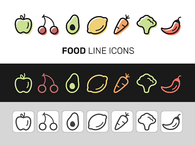 Vector vegetarian food line icons app banner branding design food graphic design icons illustration line logo site stroke ui ux vector web