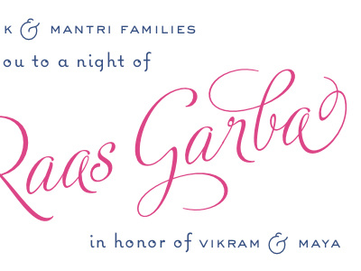 Maya & Vikram adios blue coquette garba letterpress pink sackers speedball wedding
