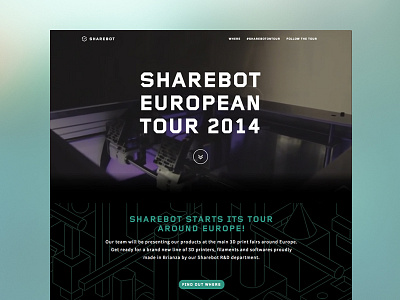Sharebot On Tour map one scroll page ui video website