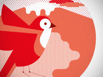 Birds bird card illustration red vintage
