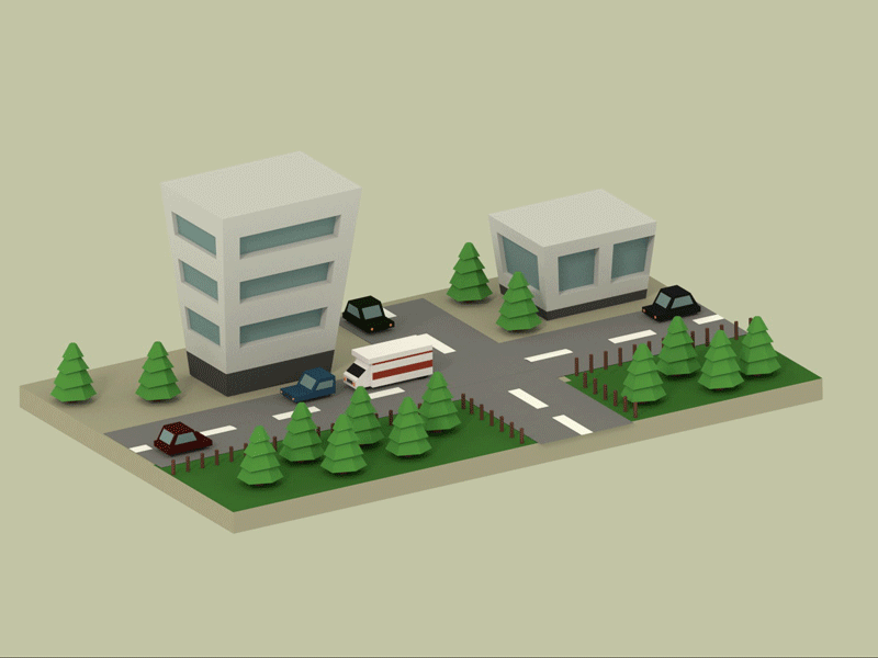 City Animation animation blender building cars city gif low poly
