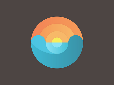 Sunrise icon 005 beach dailyui gradient icon logo ocean sea sun sunset water