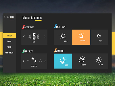 FIFA Settings concept: Daily UI 007 climacons fifa football game gaming settings ui weather
