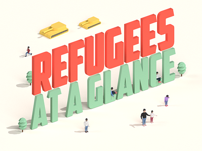 Refugee Infographic Header 3d crisis human infographic isometric low poly people refugee render tank