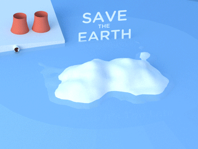 Earth Day Animation fluid water sea fish smoke factory iceberg glacier isometric low poly 3d animation