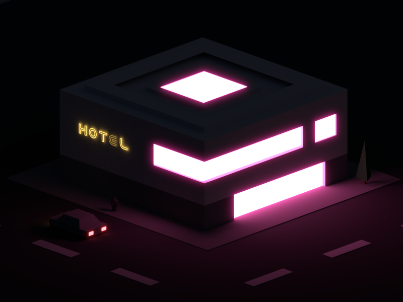 Lonely Hotel retro vice city hotline miami dark hotel glow neon night city cyberpunk