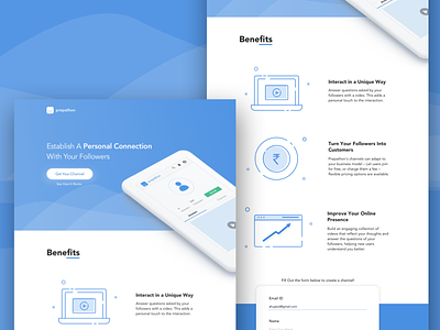 Landing Page - Create a Channel clean homepage icon icons illustration interface landing page line ui ux web website