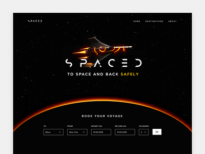 Spaced Challenge #1 dark futuristic homepage landing page space spaced spacedchallenge spaceship ui website
