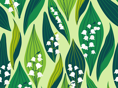 Lily of the valley pattern botany flower graphic design green illustration lily of the valley nature pattern spring vector