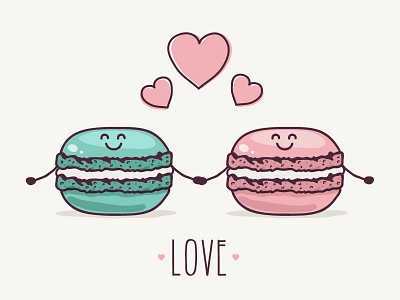 Macaron Love cute food french hearts illustration love macaron vector