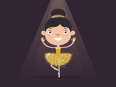 Cute Ballerina ballerina dancing flat design girl illustration smiling spotlight tutu vector