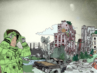 Wasteland 2 abandoned city astronaut berlin car wasteland world