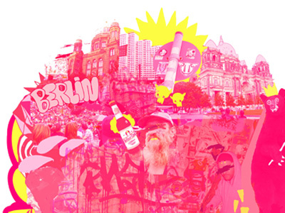 Travel Postcard Series- Berlin berlin city collage drawing graffiti illustration photograph postcard world