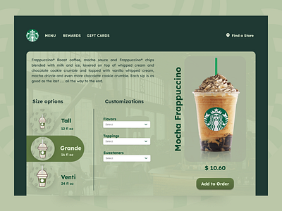 Starbucks Ordering redesign design graphic design illustration redesign starbucks ui web