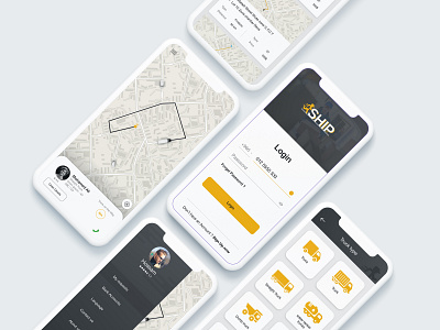 Ship It App app arabic art black black white branding color creative design flat icon illustration ios iphone iphone x mobile type ui ux yellow