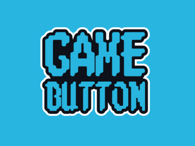 "Game Button" logo concept bit blue fun game gamer gaming logo pixel playlists retro