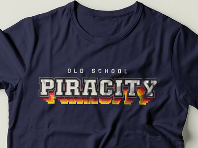 Old School Piracity 90s azul blue brand camiseta lettering old school retro tshirt type typeface typography vintage