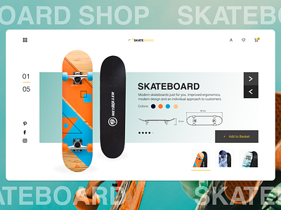 Skateboard website bright design clean design creative design figma light minimal minimalist websites mod modern prototype shop site skateboard ui ui8 web product website