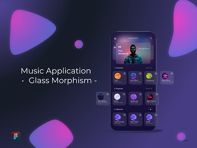 Music Application - glass morphism app application bright design design figma glassmorphism modern music ui