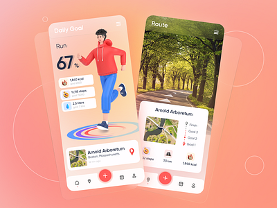 Running Tracker - Fitness App 3d app application design figma fitness app healthy ios app mobile modern run running sport sport tracker tracker ui