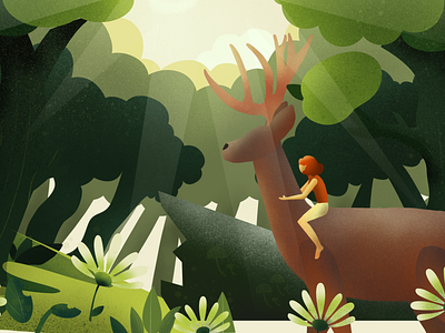 Forest Girl brush deer forest girl illustration procreate wild