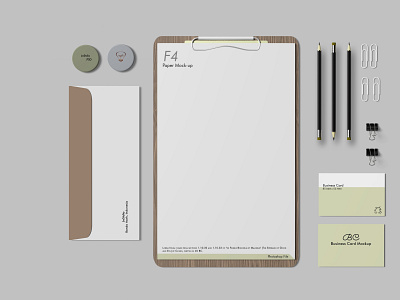 Stationery Mockup binder clips business cards design envelope dl minimalist mock up modern paper paper clips pencil pin badge stationery