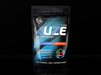 4UZE / Fuze identity logo 4uze nutrition package sport