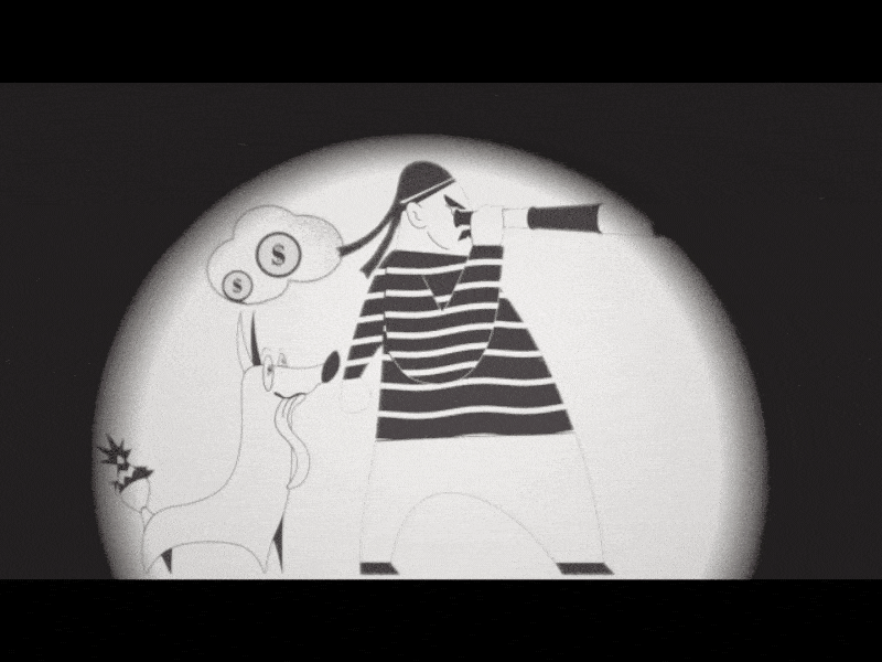 Fool's Gold animation blackandwhite dog graphic design motion graphics pirate treasure