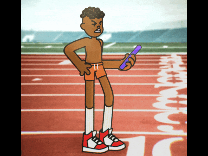 Man's relay animation atheletes characterdesign design graphic design illustration looping motion graphics runner stardium track