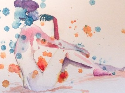 Girl in spots painting watercolor