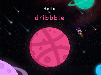 Hello Dribbble hello planet space