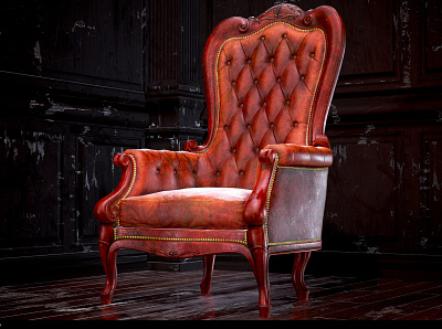 Leather Chair 3d game art graphic design maya modeling zbrush