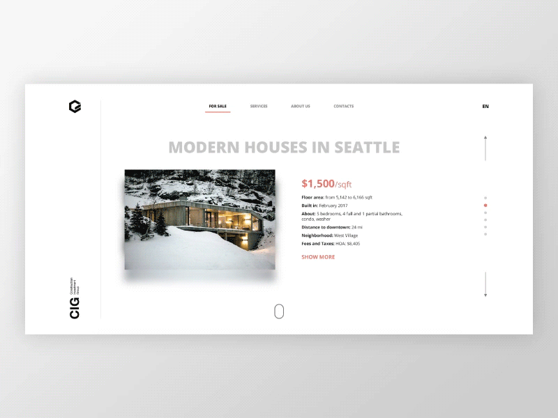CIG transition - v1 animation apartments clean clear house minimal minimalistic motion transition ui website