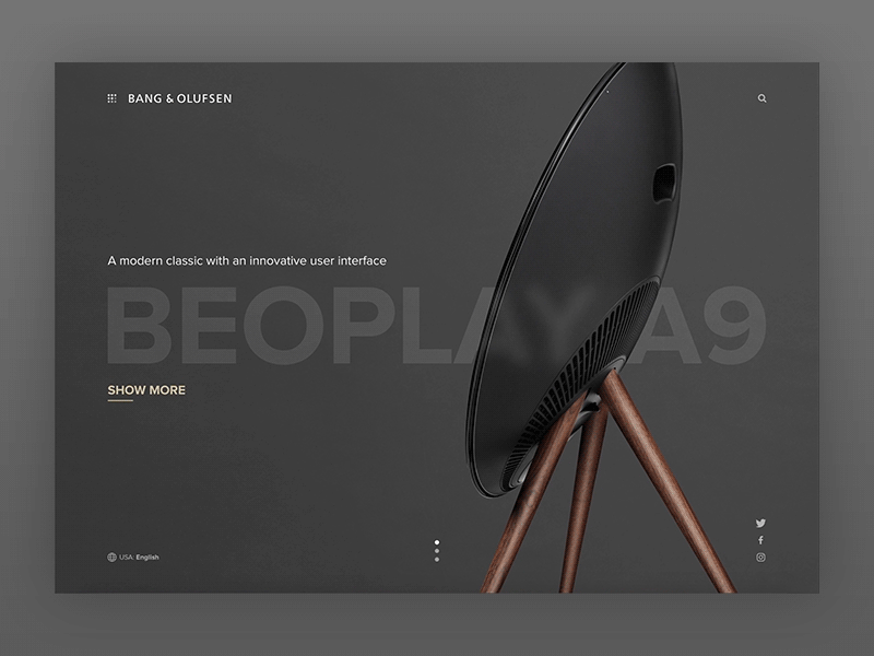 Bang & Olufsen Concept a9 animation bang olufsen beoplay clean minimal minimalistic sound ui web