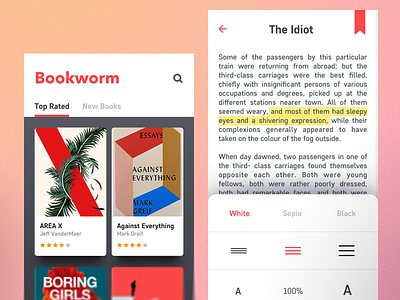 Books App app books cards interface ui