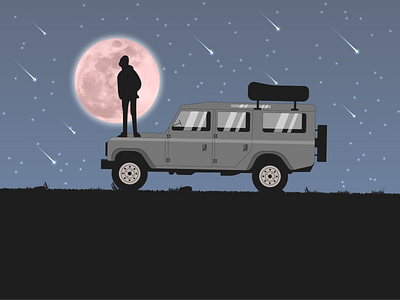 Talking to the moon camp defender design designer graphic design illustration illustrator inspiration landrover landrover defender offroad van van life vector