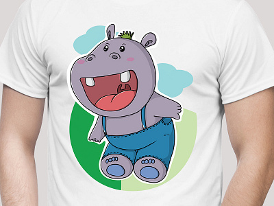happy hippo design illustration t shirt typography